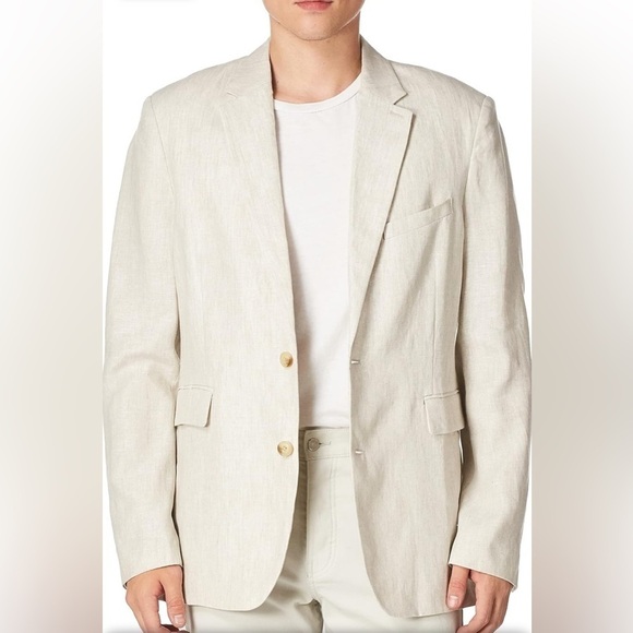 Cubavera Meritage Fit Linen Blend‎ Beige Mens Size XL Coat Blazer Jacket Work - Picture 1 of 16
